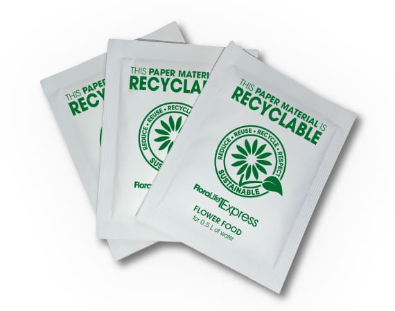 FloraLife intros Recyclable Paper Material for its Flower Food Sachets